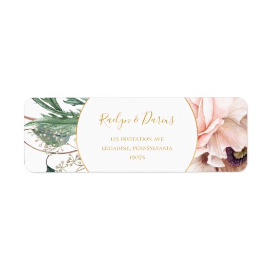Elégant Jardin Floral Blush | Étiquette d'adresse  (Devant)