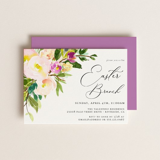 Elégant jardin Floral Pâques Brunch Invitation