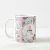 Elégant jardin Rose en Monogramme Rose Mug (Gauche)
