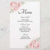 Elégant Jardin Rose Rose Floral Mariage Menu (Devant)