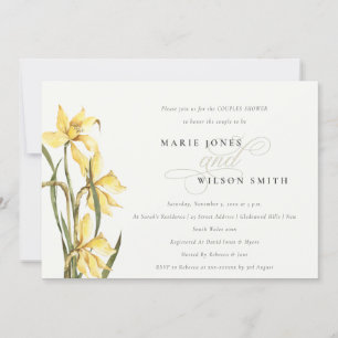 Élégant Jaune Daffodil Couples Invitation douche