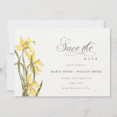 Élégant Jaune Daffodil Floral Enregistrer La Carte (Devant)