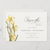 Élégant Jaune Daffodil Floral Enregistrer La Carte (Devant / Derrière)