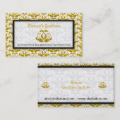 Elégant jaune damassé cartes de visite de mode (Devant / Derrière)