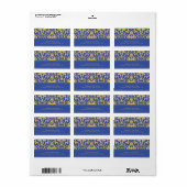 Elégant Jaune n Royal Bleu Damas Étiquette de adre (Feuille entière)