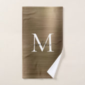 Élégant Jaune Or Brossé Monogramme Métal Script (Serviette à main)