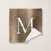 Élégant Jaune Or Brossé Monogramme Métal Script (Gant de toilette)