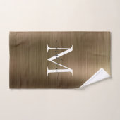 Élégant Jaune Or Brossé Monogramme Métal Script (Serviette à main)
