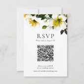 Élégant jaune réponse Mariage de fleurs QR Code (Devant)