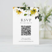 Élégant jaune réponse Mariage de fleurs QR Code (Debout devant)