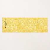 Élégant jaune script floral nom tapis de yoga (Devant (Horizontal))