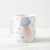 Elegant Jellyfish & Ocean Elements Pattern Mug (Devant gauche)