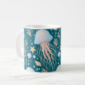 Elegant Jellyfish & Ocean Elements Pattern Mug (Devant gauche)
