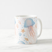 Elegant Jellyfish & Ocean Elements Pattern Mug Koffiemok (Voorkant rechts)