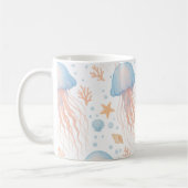 Elegant Jellyfish & Ocean Elements Pattern Mug Koffiemok (Links)