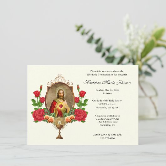 Élégant Jésus première communion Invitations (Debout devant)