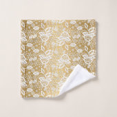 ÉLÉGANT JEU DE SERVIETTES EN LACE BLANCHE D'OR (Gant de toilette)