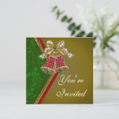 Elegant Jeweled Bells Party Invitation Kaart (Staand voorkant)