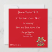 Elegant Jeweled Bells Party Invitation Kaart (Achterkant)