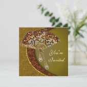 Elegant Jeweled Fan Party Uitnodiging (Staand voorkant)
