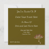 Elegant Jeweled Fan Party Uitnodiging (Achterkant)