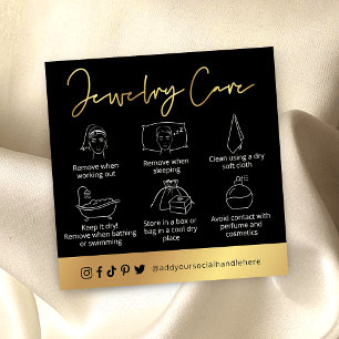Elegant Jewelry Care Guide zwarte & Gold Logo Kaar Vierkante Visitekaartje