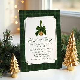 Elegant Jingle and Mingle Plaid Christmas Party Kaart