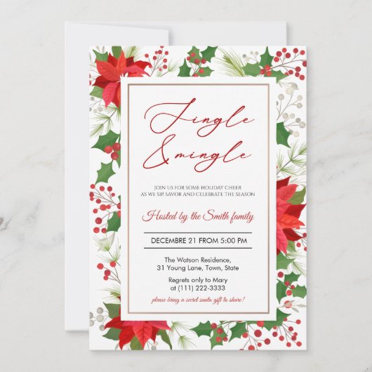 Elegant Jingle en Mingle Holiday Party Kaart (Voorkant)