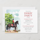 Elegant Jockey en Race Horse Derby Feest Kaart (Voorkant)