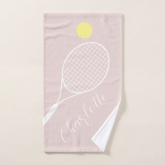 Élégant Joueur de script Nom Blush Pink Tennis Clu (Serviette à main)