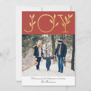 Elegant Joy Photo Holiday Card Feestdagenkaart