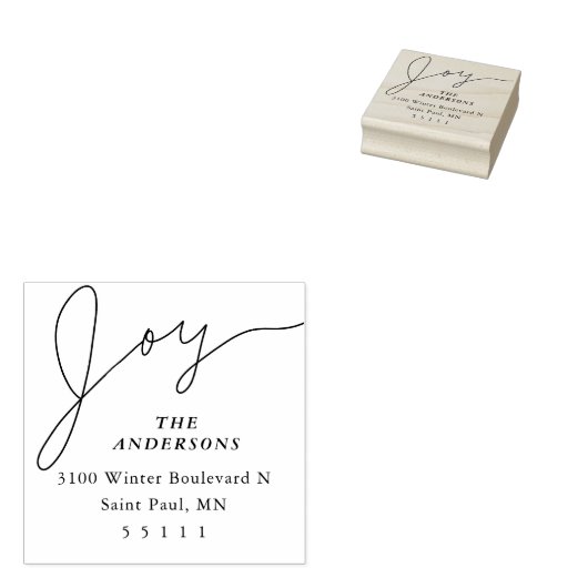 Elegant Joy Script Retouradres Rubberstempel (Gestempeld)