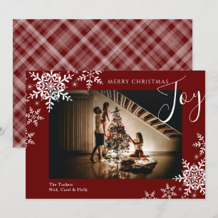 Elegant Joy Snowflakes Pset Merry-kerstfoto Feestdagenkaart