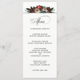 Elégant Joyau Tone Floral Mariage Menu