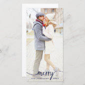 Elégant Joyeux Blanc superposition Carte photo de  (Devant / Derrière)