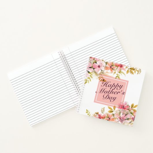 Elégant Joyeux Carnet de cadre floral Fête des Mèr (Intérieur)