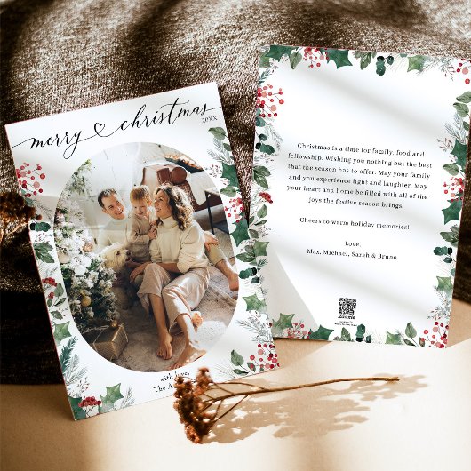 Élégant Joyeux Carte photo de Noël avec message