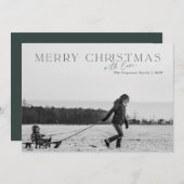 Élégant Joyeux Carte photo vert de Noël (Devant / Derrière)