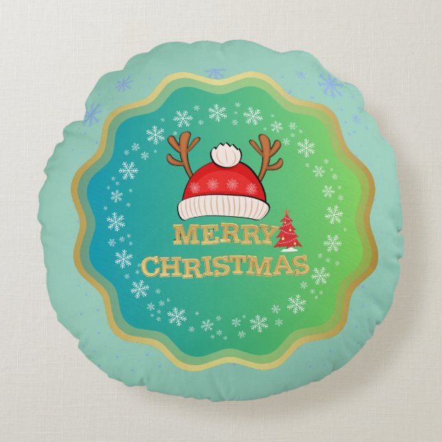 Élégant Joyeux Décor de Noël Coussin rond (Devant)