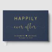 Elégant Joyeux Jamais Après Photo Mariage Bleu (Recto)