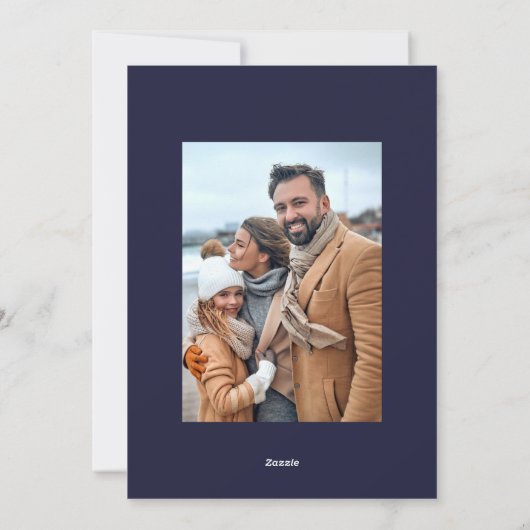 Elégant Joyeux Jour de l'An Script photo Carte de (Dos)