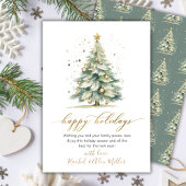 Élégant Joyeux Joyeux Jours Arbre Script Non Carte