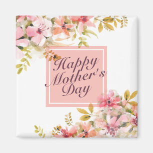 Elégant Joyeux Magnet de cadre floral Fête des Mèr