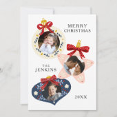 Elégant Joyeux Noël 3 Photo Carte Famille (Devant)