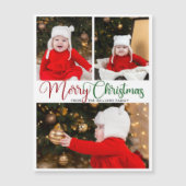 Elégant Joyeux Noël 3 Photo Mignonne Magnet Card (Devant)