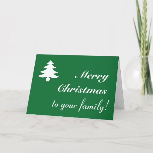 Élégant "Joyeux Noël à votre famille !" Carte (Devant)