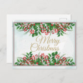 Elégant Joyeux Noël, Bonne Carte Postale (Devant / Derrière)