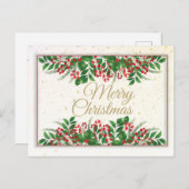 Elégant Joyeux Noël, Bonne Carte Postale (Devant / Derrière)