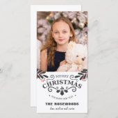 Élégant Joyeux Noël Carte photo de Nouvel An (Devant / Derrière)