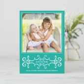 Elégant Joyeux Noel Carte photo de vacances / Aqua (Debout devant)